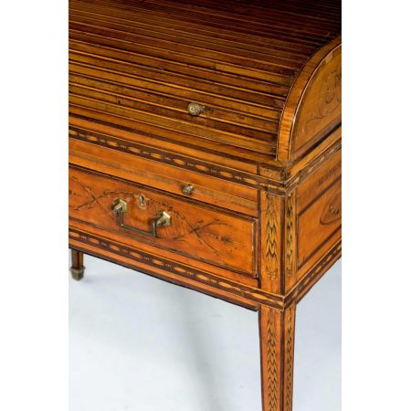 Premium! Antiker Satinholz Tambour-Top-Schreibtisch aus der Zeit George III