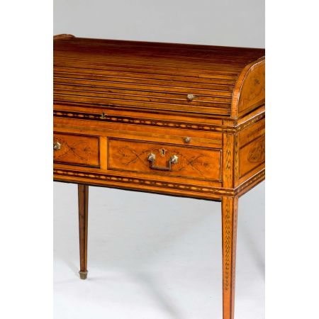 Premium! Antiker Satinholz Tambour-Top-Schreibtisch aus der Zeit George III