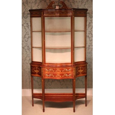 Premium! Antike 'edward & robert' Serpentinenvitrine aus dem späten 19. Jahrhundert