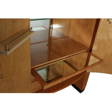 Antiker Art-Deco-Cocktailschrank aus Bergahorn um 1930