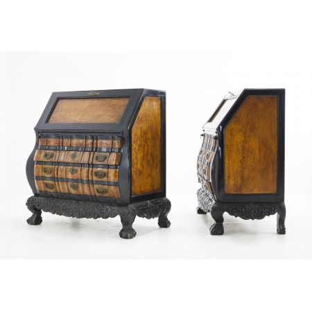 Premium! Antikes Paar niederländische Kolonialbureaus aus Padauk und Gratholz aus dem 19. Jahrhundert