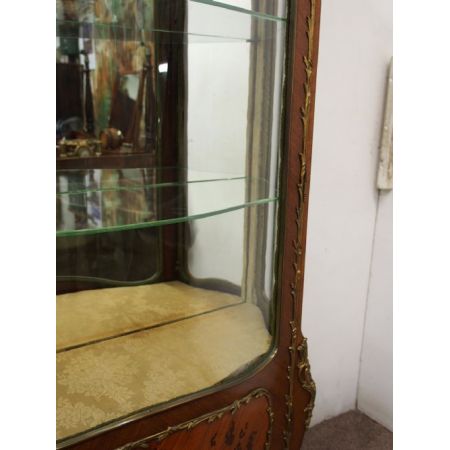 Antike französische Palisander Bombe Front Vitrine