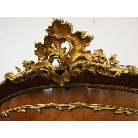 Antike französische Palisander Bombe Front Vitrine