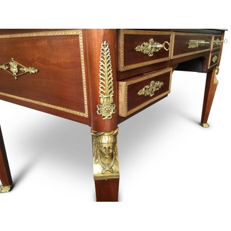 Premium! Antiker Schreibtisch mit passenden Stühlen, französisch aus dem 19. Jahrhundert.