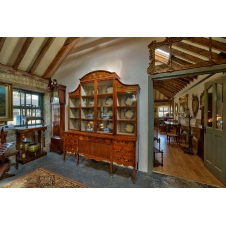 Große, antike Vitrine aus Satinholz Massivholz um 1850