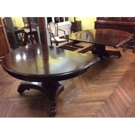 Ausziehbarer Esstisch aus Mahagoni Massivholz 19. Jh antik