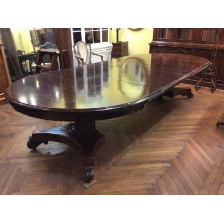 Ausziehbarer Esstisch aus Mahagoni Massivholz 19. Jh antik