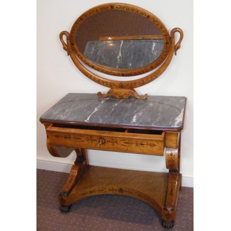 Antike Charles X.-Schlafzimmereinrichtung aus Vogelaugenahorn Massivholz um 1860