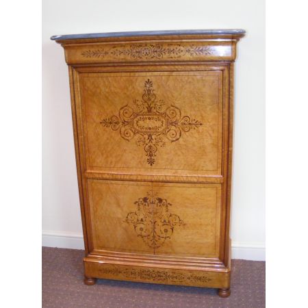 Antike Charles X.-Schlafzimmereinrichtung aus Vogelaugenahorn Massivholz um 1860