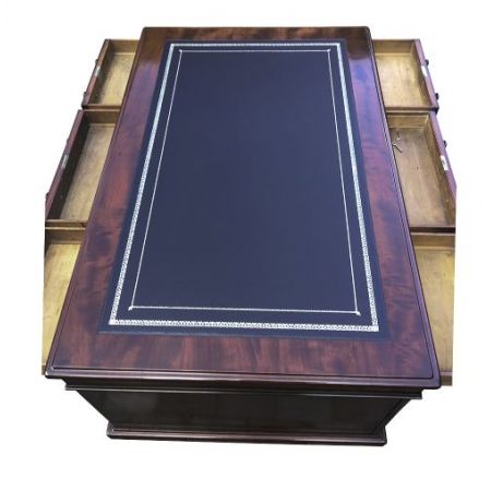 Großer antiker Mahagoni Partner Schreibtisch