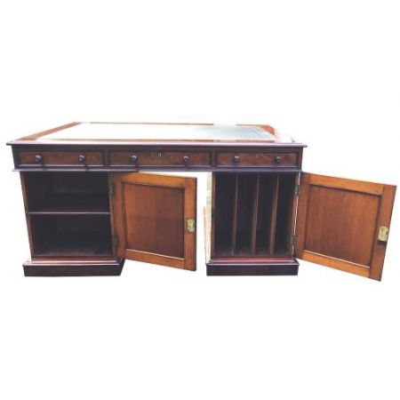 Großer antiker Mahagoni Partner Schreibtisch