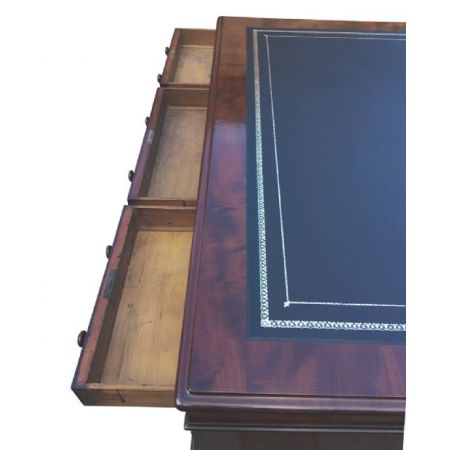 Großer antiker Mahagoni Partner Schreibtisch