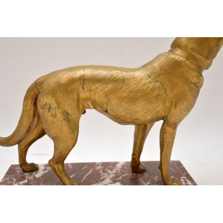 Große antike vergoldete Bronze-Hundeskulptur von Robert Bousquet