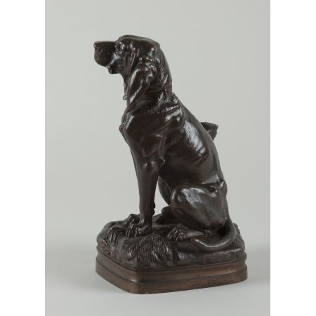 Antike französische Bronzeskulptur eines Jagdhundes
