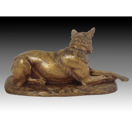 Antike Bronzeskulptur eines Deutschen Schäferhundes von Louis Riché