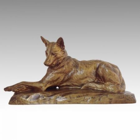 Antike Bronzeskulptur eines Deutschen Schäferhundes von Louis Riché