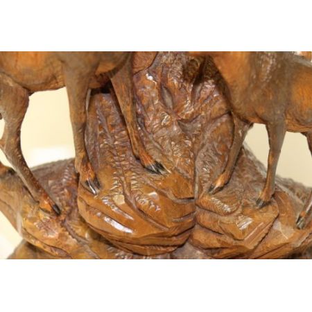 Antikes Figurenpaar Steinböcke mit Glasaugen aus Lindenholz Massivholz um 1890 