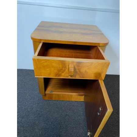 Antiker Art-déco Nachttisch aus Massivholz um 1930