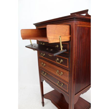 Antiker, edwardianischer Musikschrank aus Mahagoni Massivholz um 1905