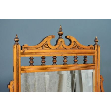 Antiker großer viktorianischer rustikaler Spiegelrückenschrank aus Kiefernholz