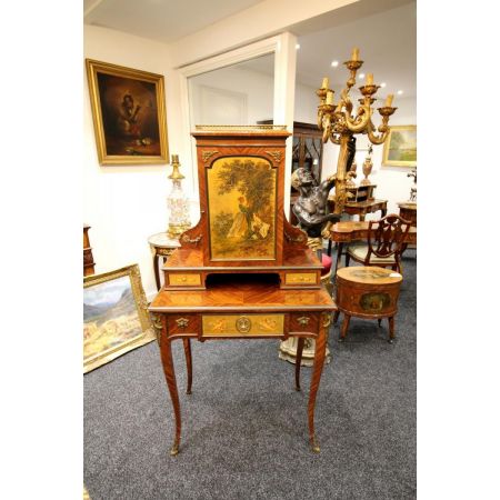 Antiker französischer Kingwood & Vernis Martin lackierter Bonheur du jour / Damenschreibtisch