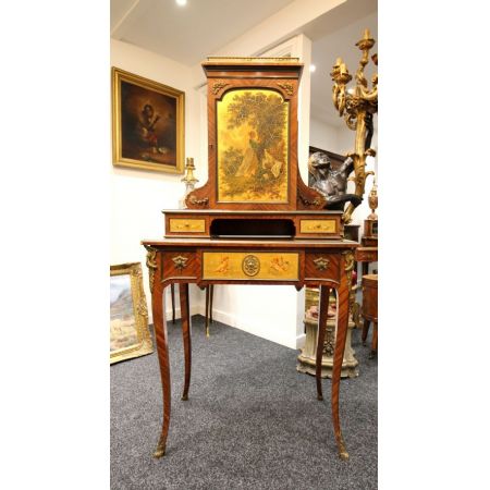 Antiker französischer Kingwood & Vernis Martin lackierter Bonheur du jour / Damenschreibtisch