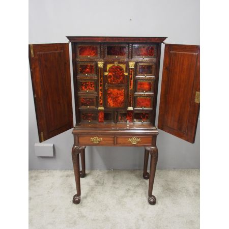 Premium! Antiker flämischer Cocktailschrank aus Mahagoni und Schildpatt