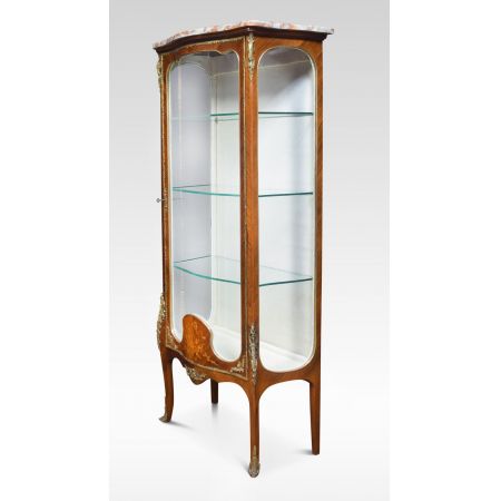 Premium! Antike Serpentinenvitrine aus Kingwood und Intarsien aus dem 19. Jahrhundert