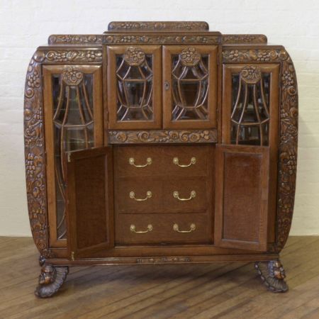 Premium! Antiker Art-Deco-Eichenschrank