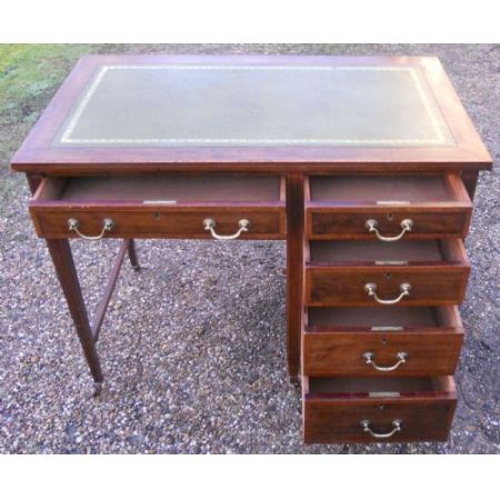 Antiker edwardianischer Inlaid Schreibtisch aus Mahagoni von ca 1900