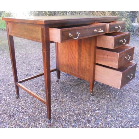 Antiker edwardianischer Inlaid Schreibtisch aus Mahagoni von ca 1900