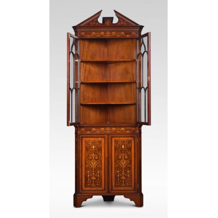  Antiker Inlaid Eckschrank aus Mahagoni