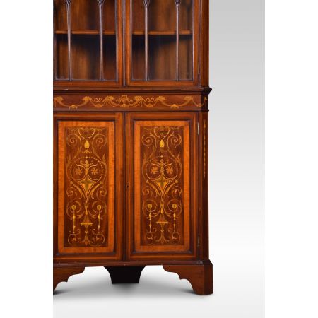  Antiker Inlaid Eckschrank aus Mahagoni