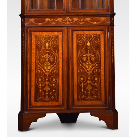  Antiker Inlaid Eckschrank aus Mahagoni