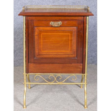 Antiker Zeitungsständer im Kunsthandwerkstil aus Messing und Mahagoni