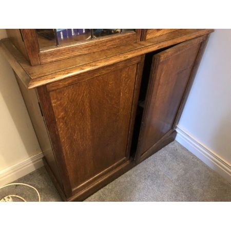 Viktorianischer glasierter Bücherschrank aus massiver Eiche