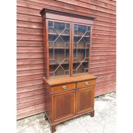 Antiker edwardianischer Inlaid Bücherschrank aus Mahagoni.