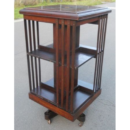 Antikes drehbares Mahagoni Bücherregal aus der edwardianischen Epoche