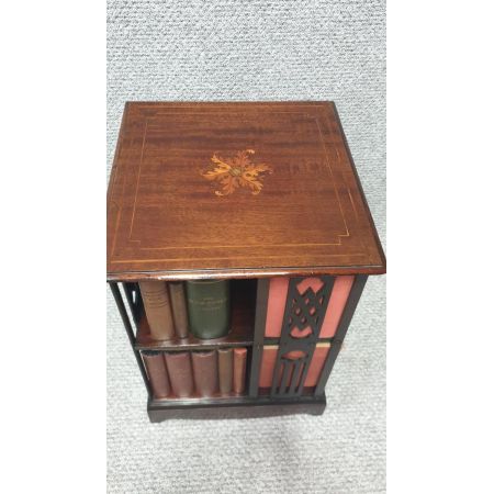 Antikes drehbares miniatur Bücherregal aus Mahagoni