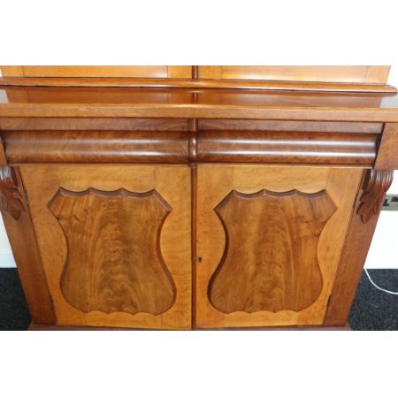 Antiker Mahagoni und Eichen Bücherschrank oder Glasschrank aus dem 19. Jahrhundert 