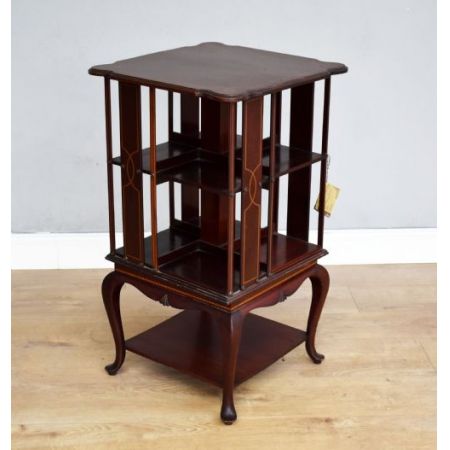 Antikes drehbares edwardianisches Bücherregal aus Mahagoni