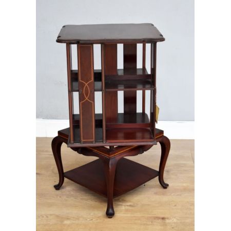 Antikes drehbares edwardianisches Bücherregal aus Mahagoni