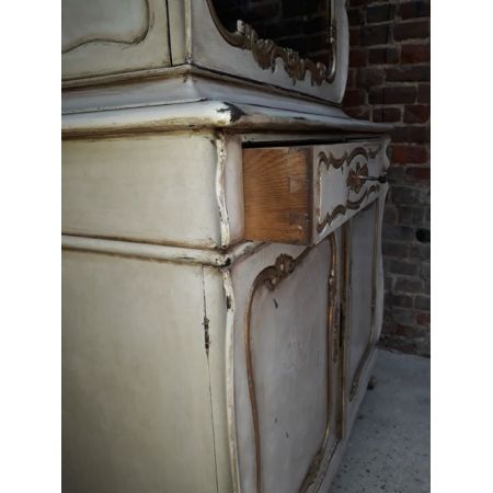 Antiker bemalter und geschnitzte vergoldete Bücherschrank aus dem 19. Jahrhundert