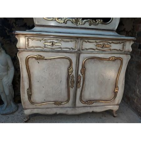 Antiker bemalter und geschnitzte vergoldete Bücherschrank aus dem 19. Jahrhundert