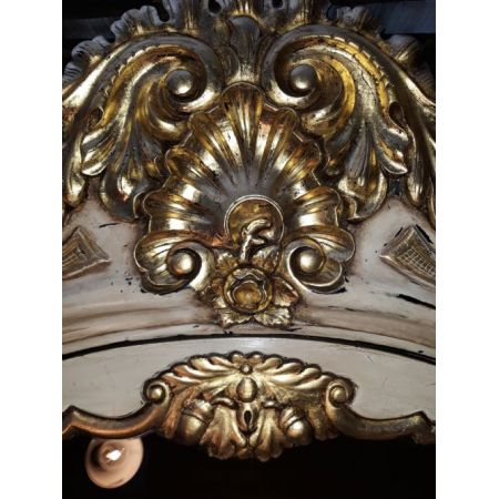 Antiker bemalter und geschnitzte vergoldete Bücherschrank aus dem 19. Jahrhundert