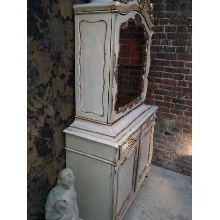 Antiker bemalter und geschnitzte vergoldete Bücherschrank aus dem 19. Jahrhundert