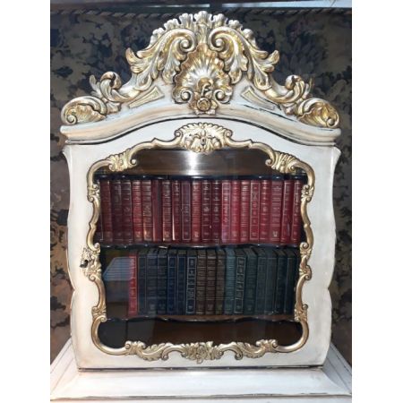 Antiker bemalter und geschnitzte vergoldete Bücherschrank aus dem 19. Jahrhundert