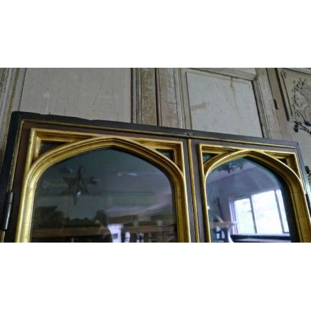 Antiker vergoldeter Eiche, Obstholz Bücherschrank aus dem 19. Jahrhundert,