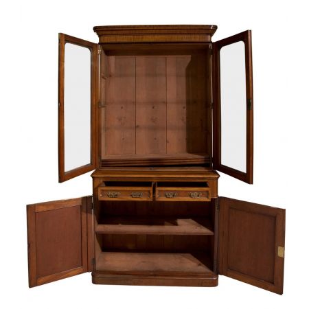 Antiker viktorianischer Bücherschrank aus massivem Mahagoni