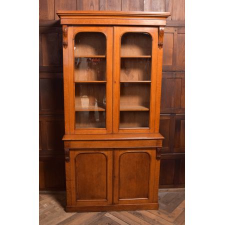 Antiker viktorianischer 2 Tür Bücherschrank aus Honigeiche 